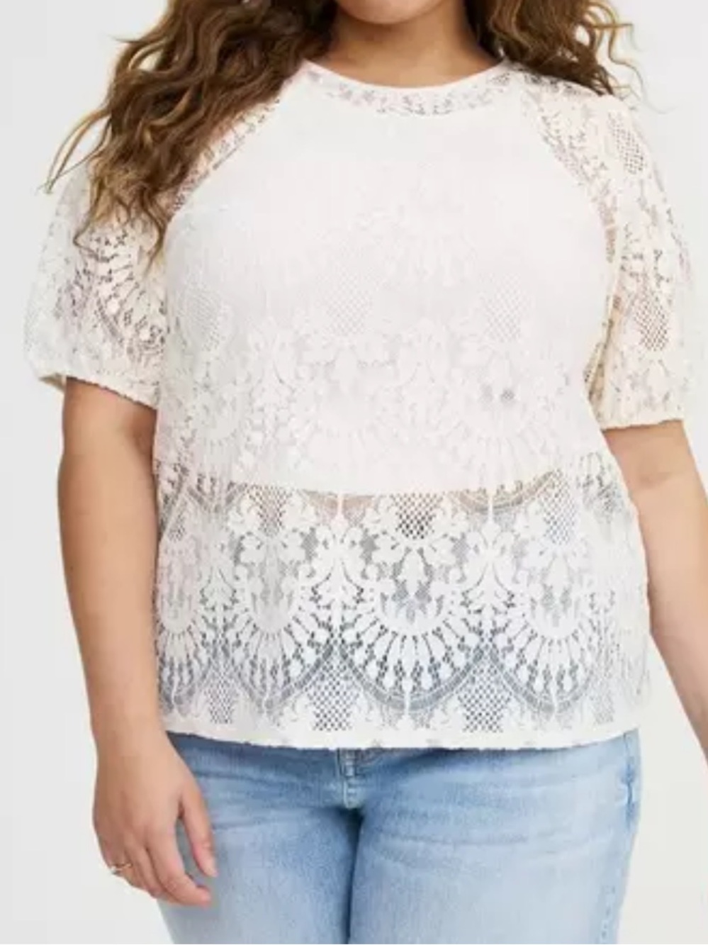Torrid Belle Isle Lace Short Sleeve Women's Top - size 00/10